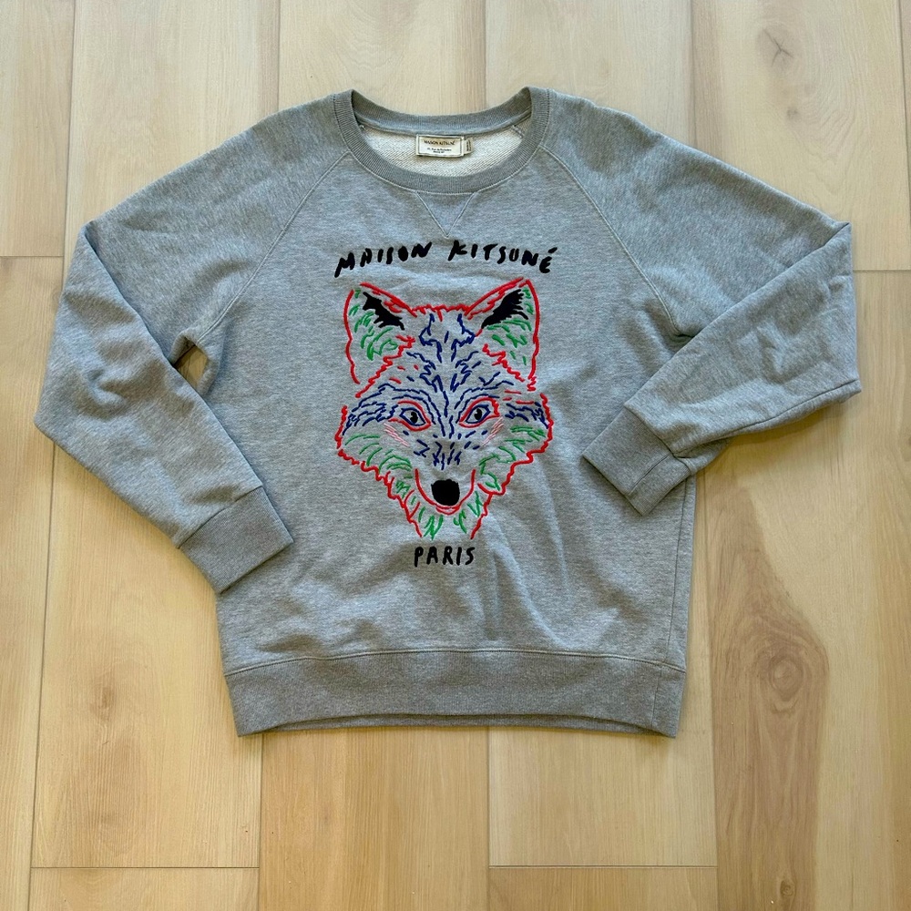 Maison Kitsuné Big Fox Men's Grey Sweatshirt. Size M